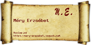 Méry Erzsébet névjegykártya
